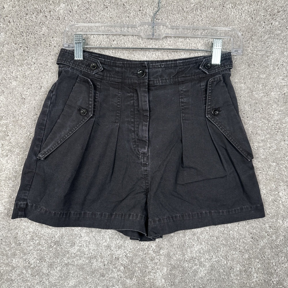 Ulla Johnson Black Denim‎ Paper Bag High Waisted Shorts Size 00